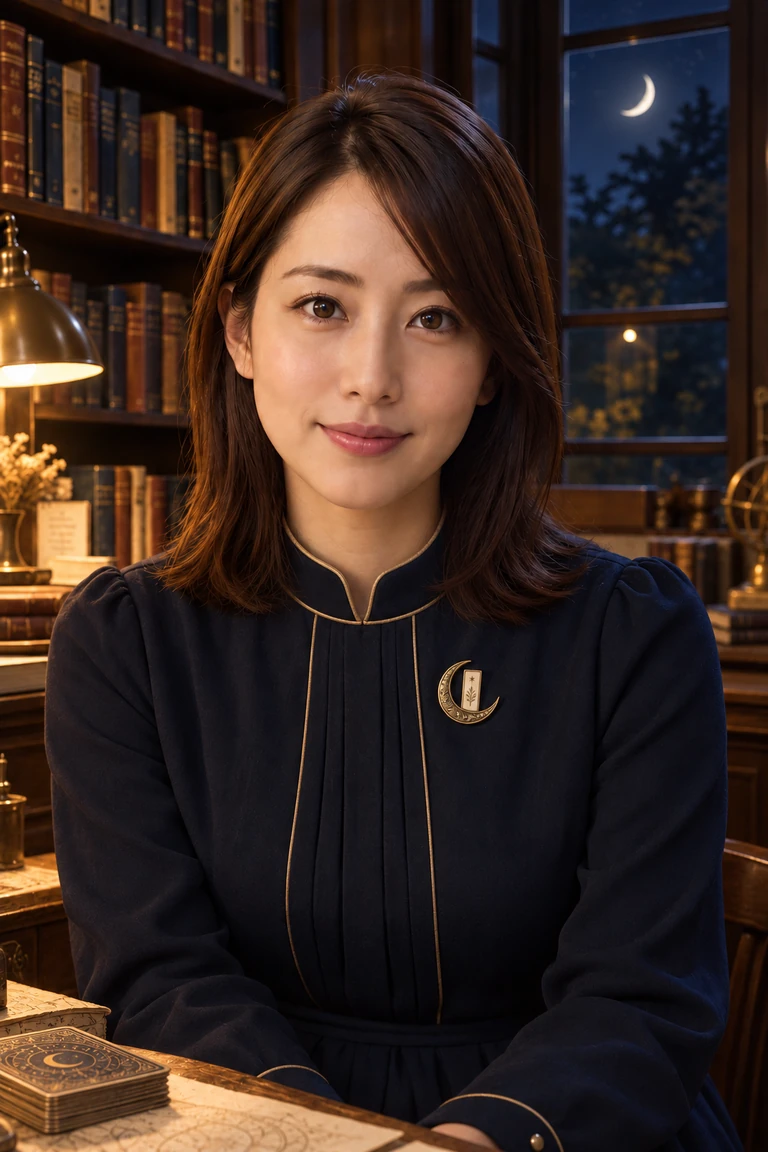 月夜の書庫で静かに微笑む、案内人の栞